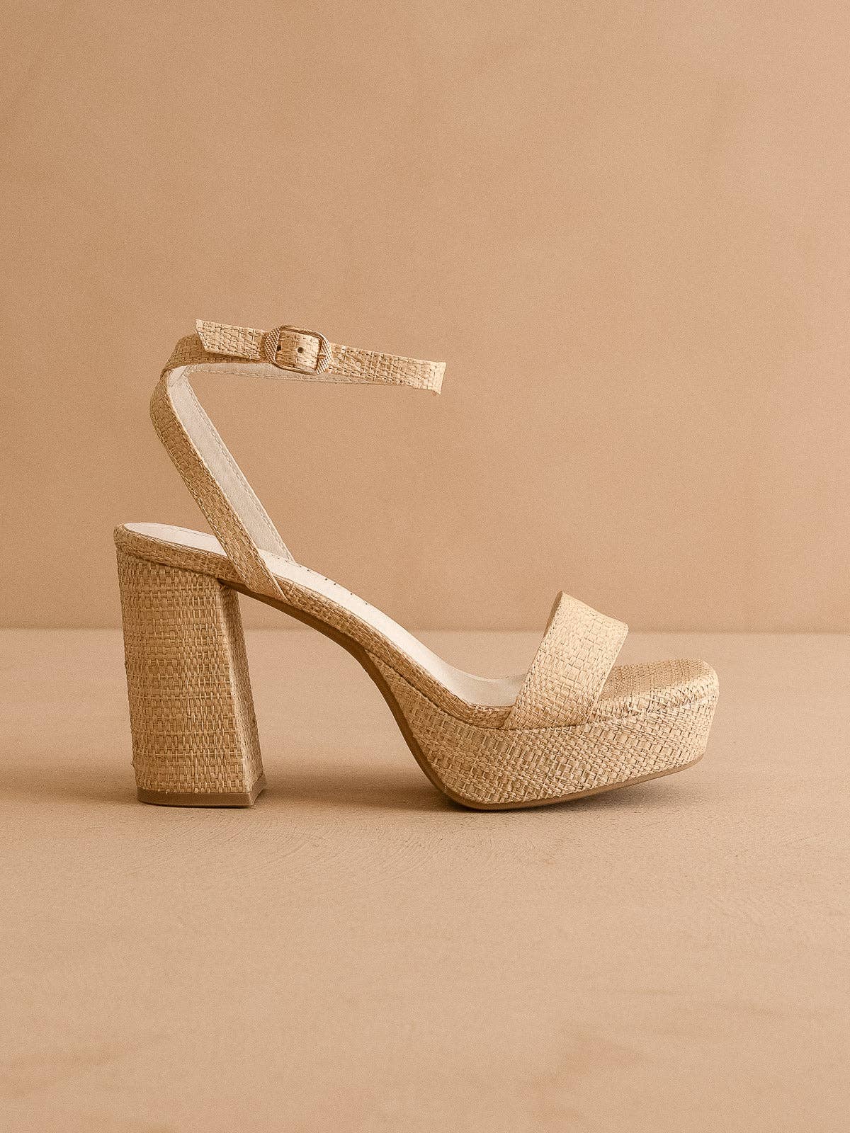 The Olympia | Natural Raffia Platform Heel Natural