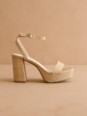 The Olympia | Natural Raffia Platform Heel Natural