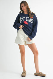 East Coast Graphic Fleece Pullover: Navy