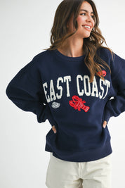 East Coast Graphic Fleece Pullover: Navy