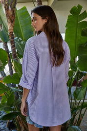 Hallie Summer Stripe Button Down Purple