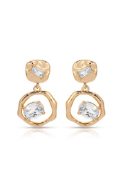 Organic Shape Crystal Earrings: Clear Crystal with 18k Gold Plating / One Size