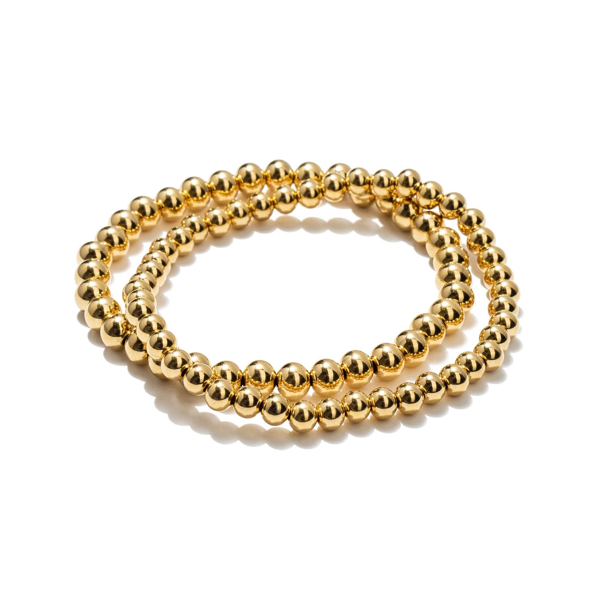Waterproof Bold Gold Double Beaded Bracelet Set
