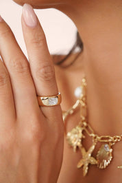 Emerald Cut Treasure Ring: Clear Crystal with 18k Gold Plating