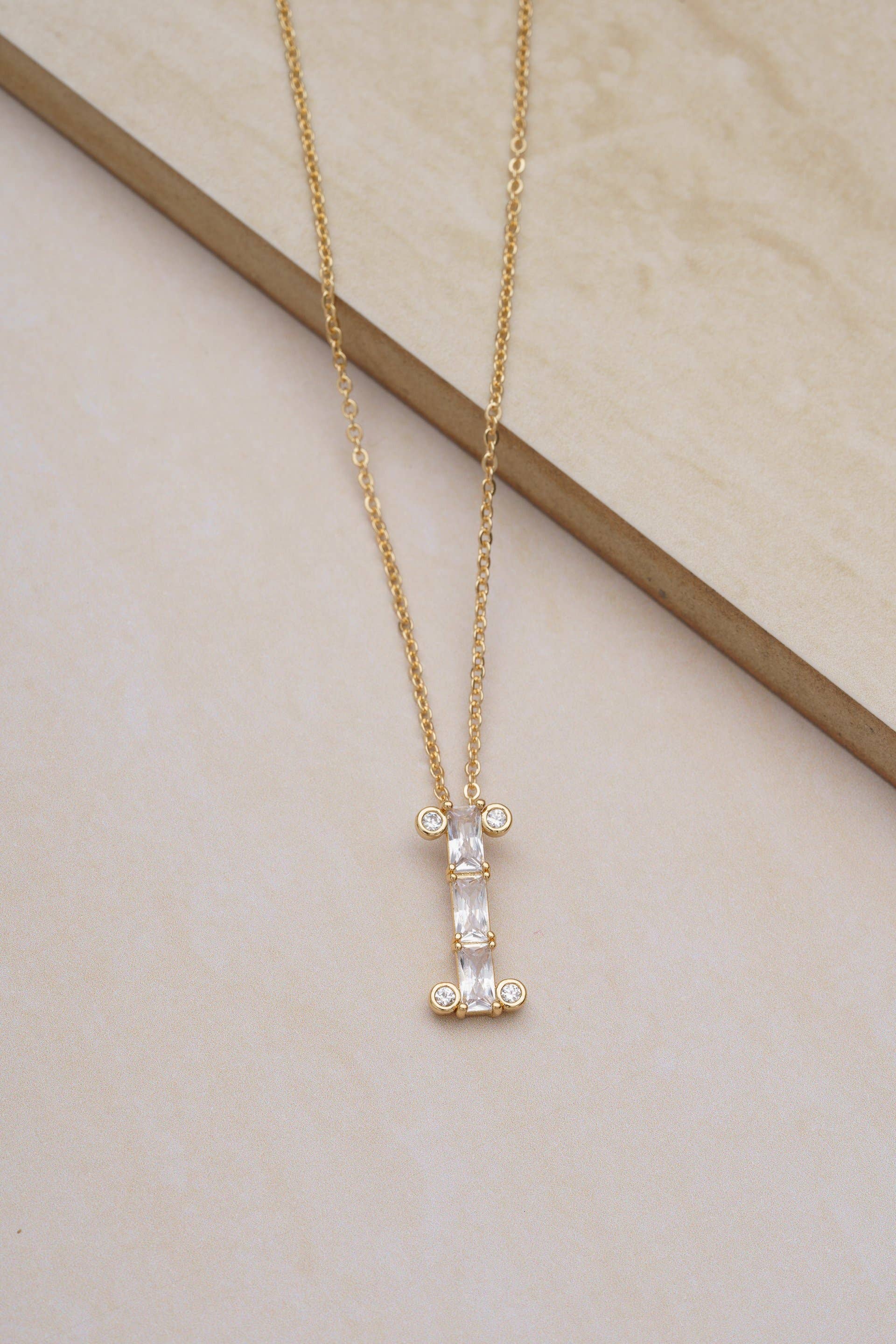 Mixed Crystal Initial 18k Gold Plated Necklace