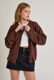 Oversized Teddy Cardigan Chocolate