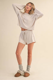 Hacci Long Sleeve Crewneck Top Beige