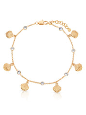 Scallop Shell Charm Anklet: 18k Gold Plated / One Size