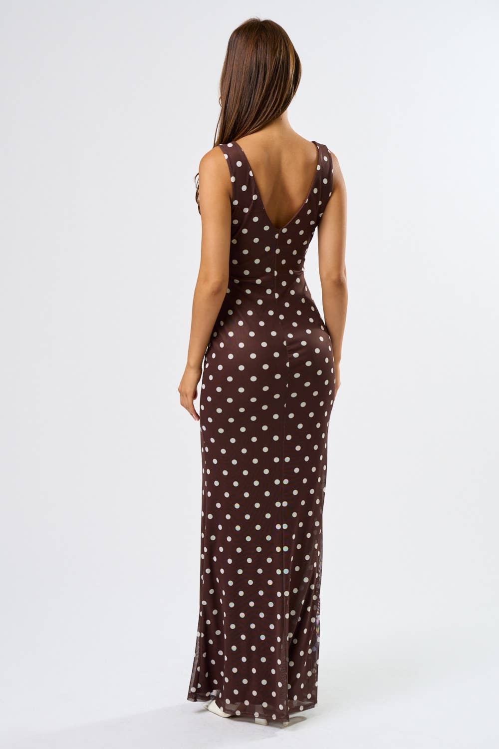 Chic Mesh Polka Dot Maxi Dress