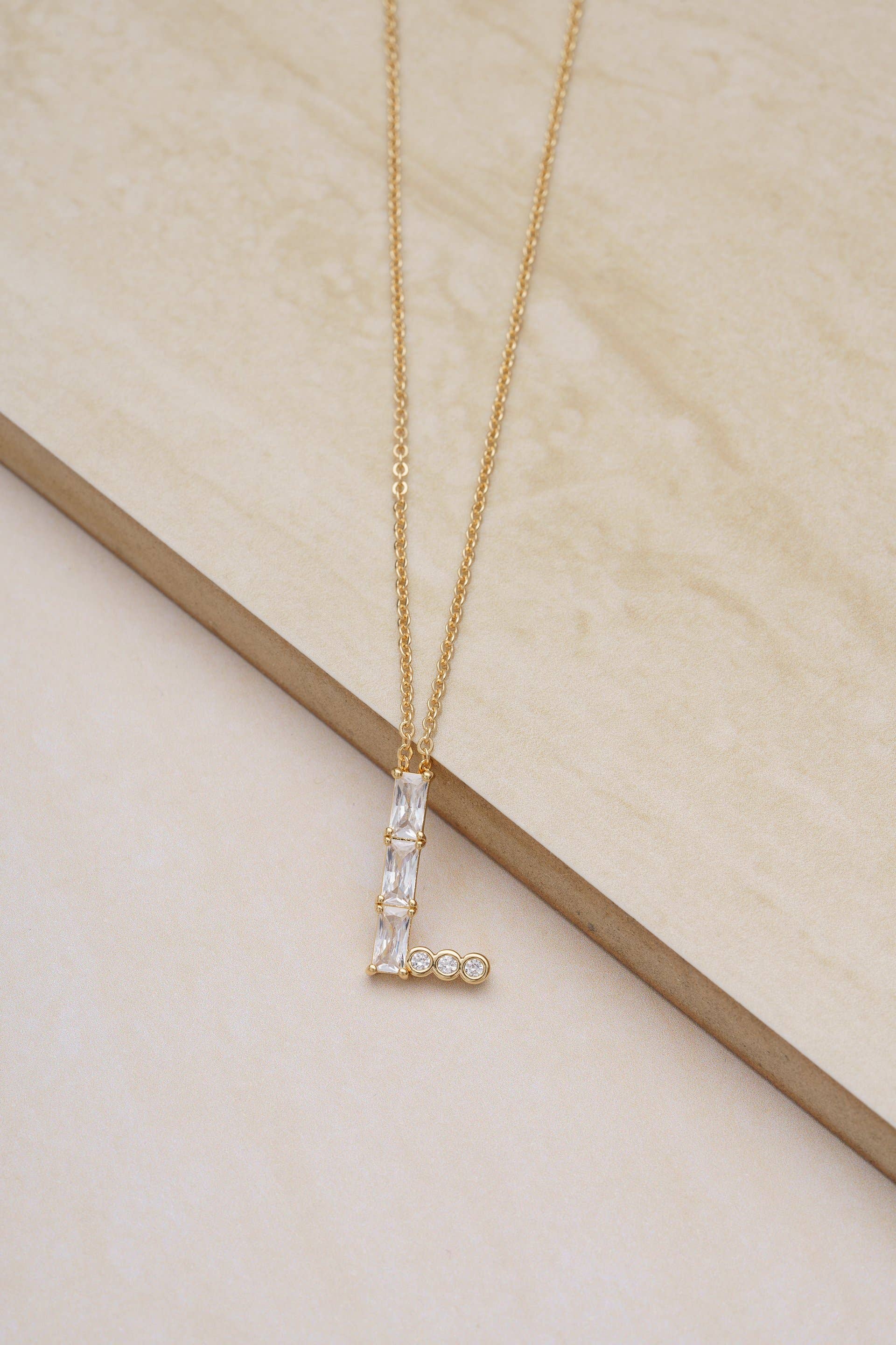 Mixed Crystal Initial 18k Gold Plated Necklace