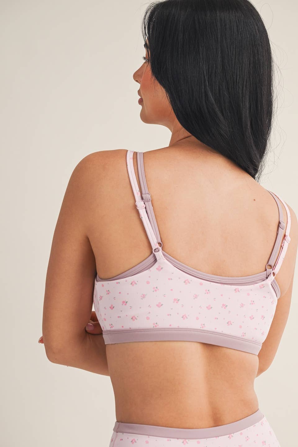 Ditsy Print Double Layered Sports Bra Pink