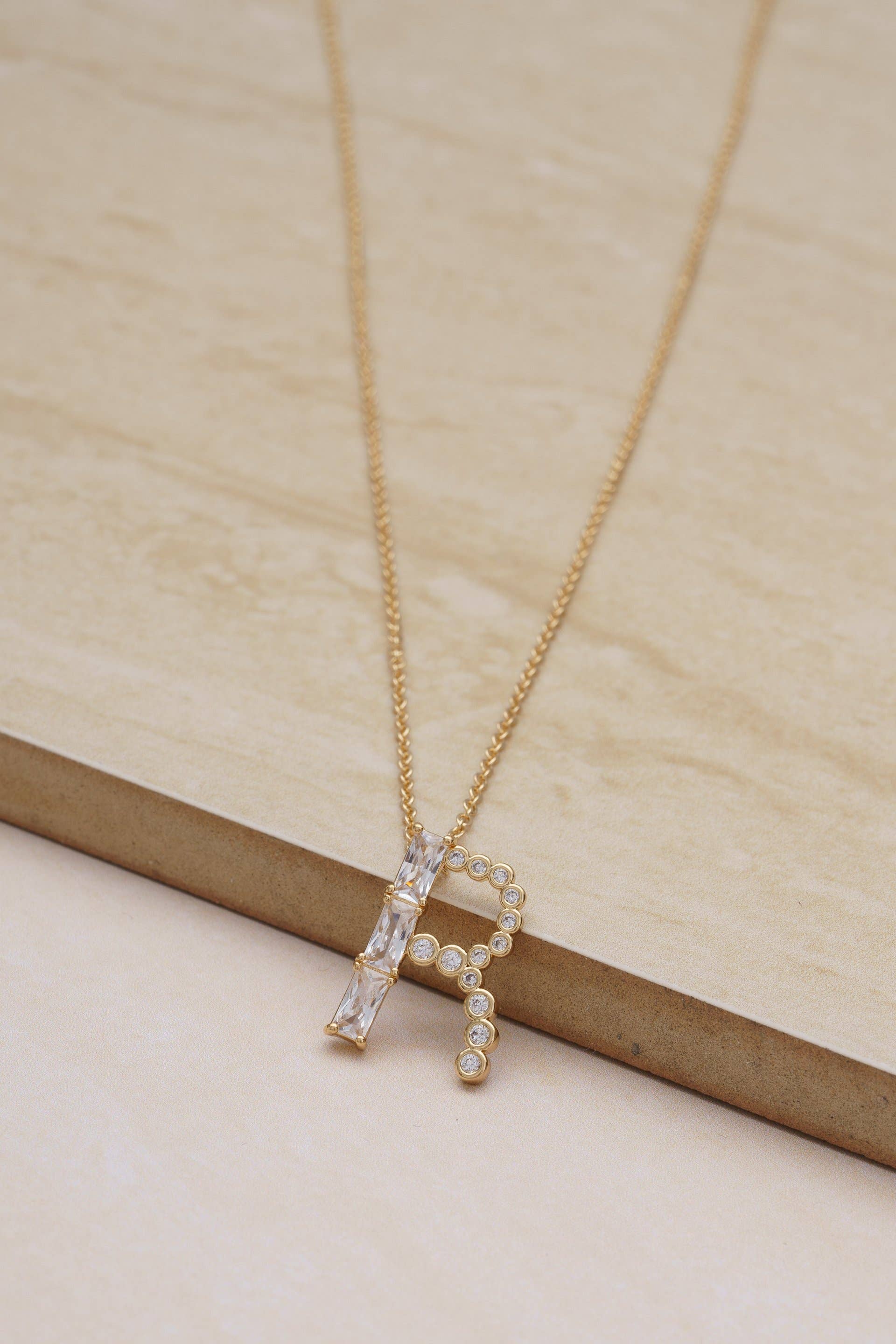Mixed Crystal Initial 18k Gold Plated Necklace
