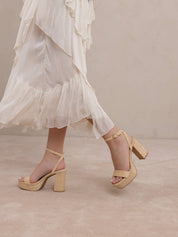 The Olympia | Natural Raffia Platform Heel Natural