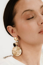 Swirl Pendant Dangle Earrings: 18k Gold Plated