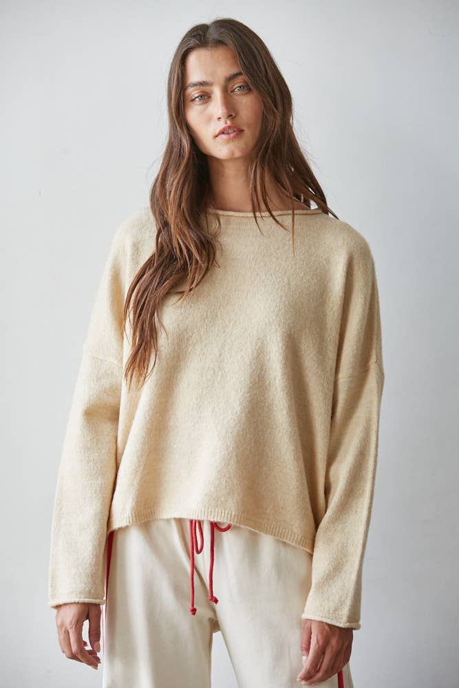Abbie Roll Neck Knit Sweater Latte