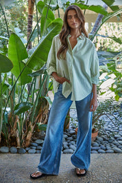 Hallie Summer Stripe Button Down Green