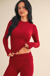 Soft Knit Jersey Long Sleeve Tee: Cherry