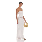 Textured Tube Two Piece Set in White