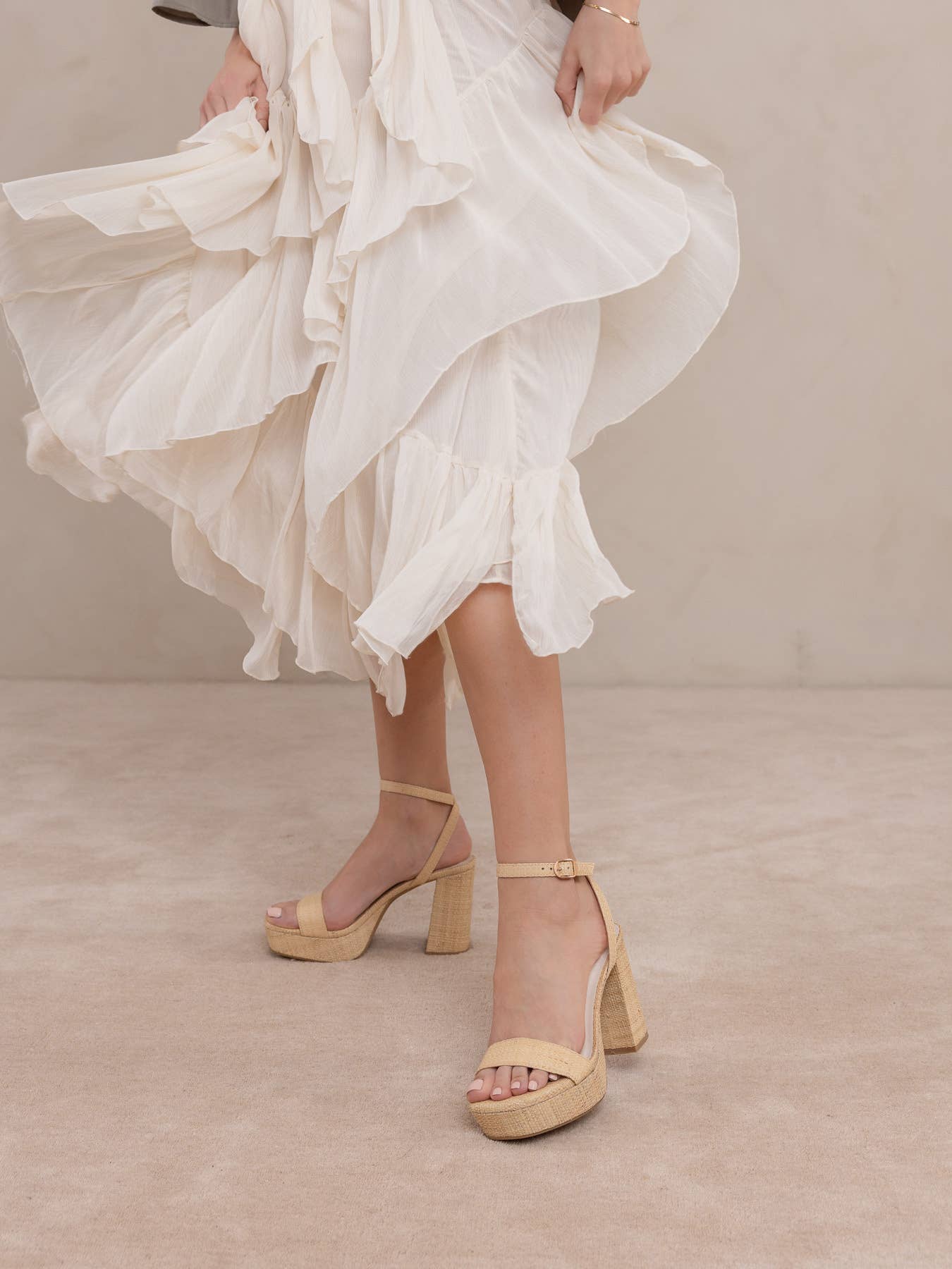 The Olympia | Natural Raffia Platform Heel Natural