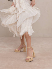 The Olympia | Natural Raffia Platform Heel Natural