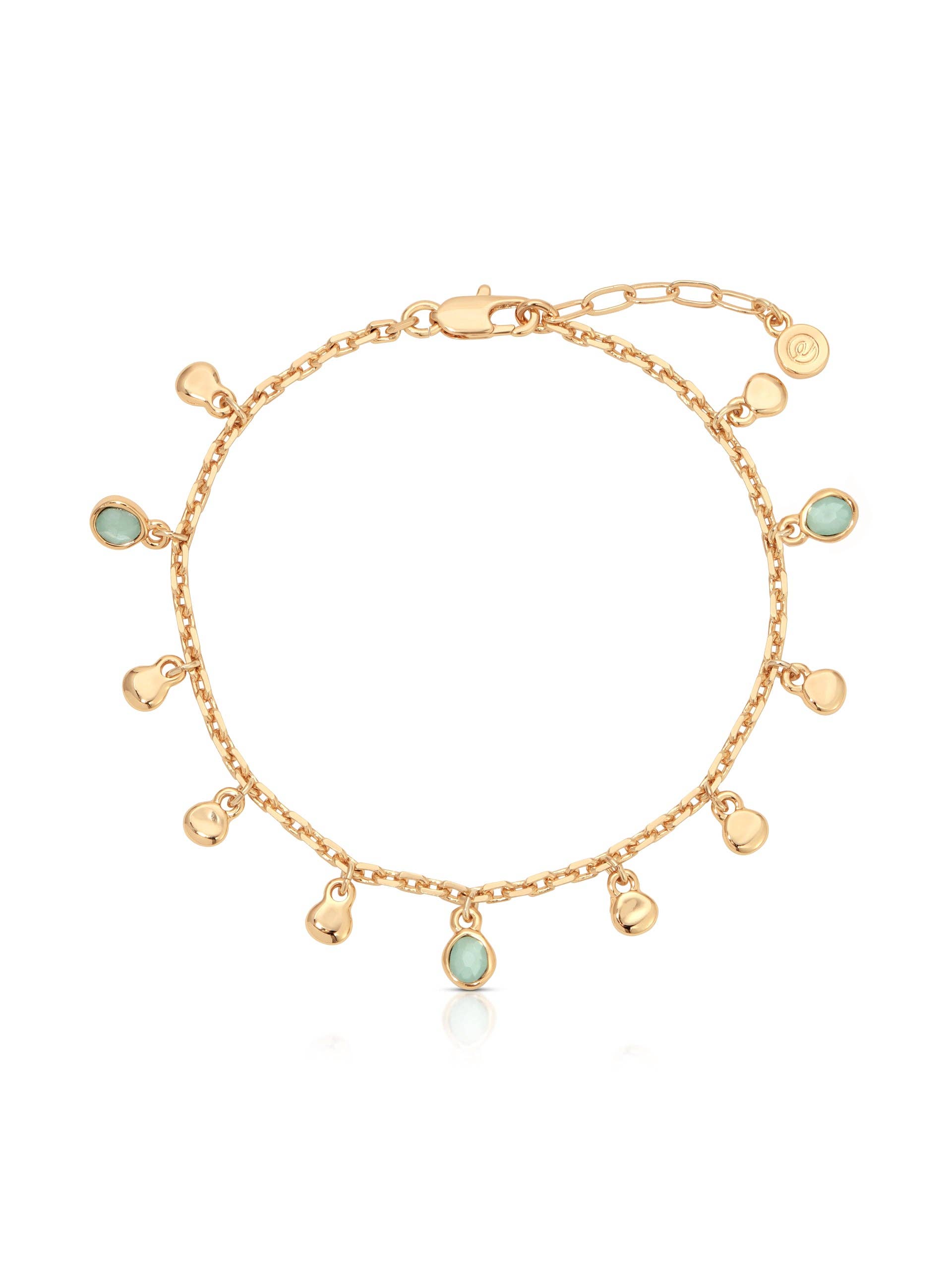 Sea Glass Anklet: Seafoam Calcite with 18k Gold Plating / One Size