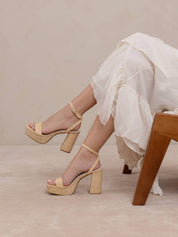 The Olympia | Natural Raffia Platform Heel Natural