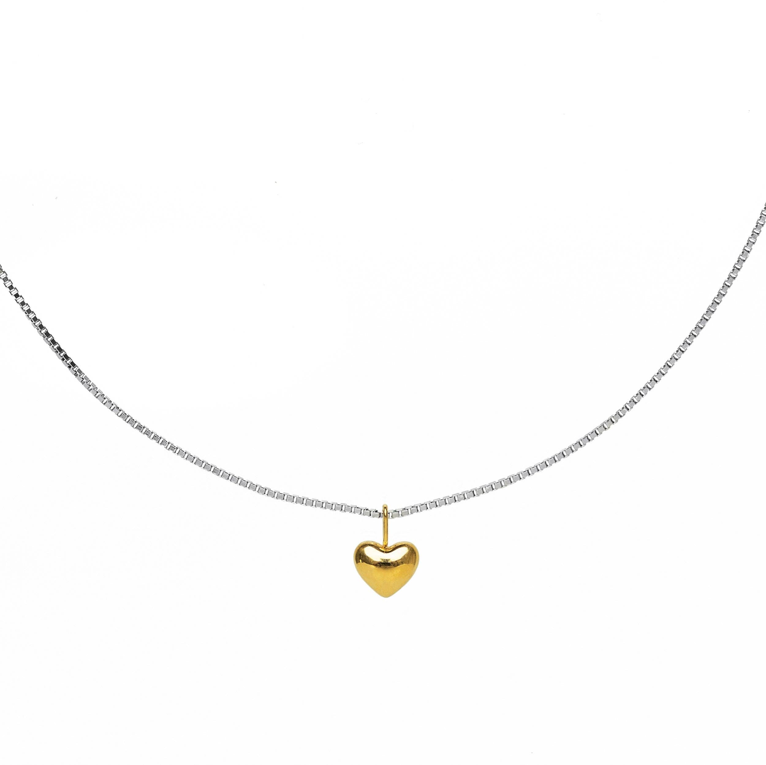 Waterproof Dainty Two-Tone Heart Necklace
