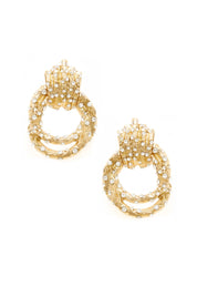 Only Royalty 18k Gold Plated Crystal Earrings: Clear Crystals