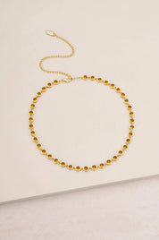 Crystal Disc and 18k Gold Plated Link Necklace: Clear Crystals / One Size