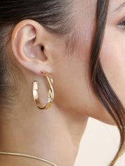 Heirloom Twist Medium Hoops: 18k Gold Plated / One Size