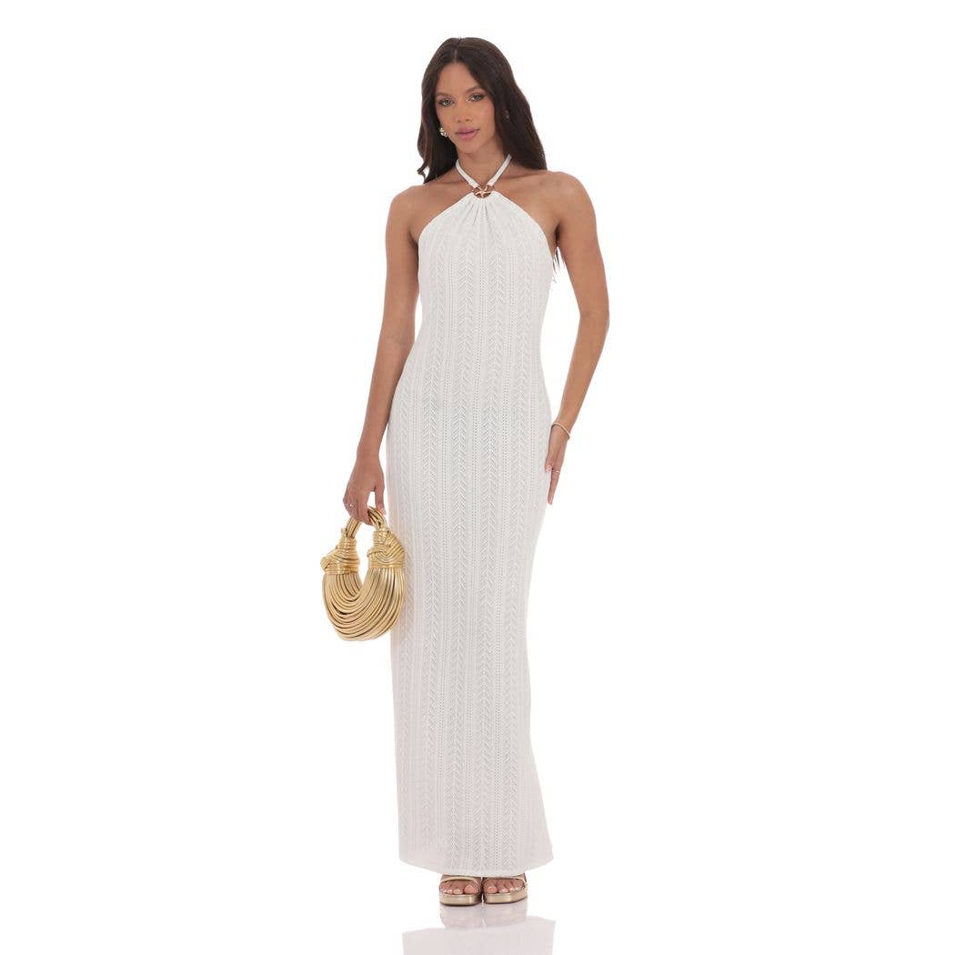 Starfish Crochet Maxi Dress in Ivory Giana Rose Couture Starfish Crochet Maxi Dress in Ivory Giana Rose Couture