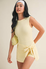 Sleeveless Wrap Tie Front Dress: Lemon