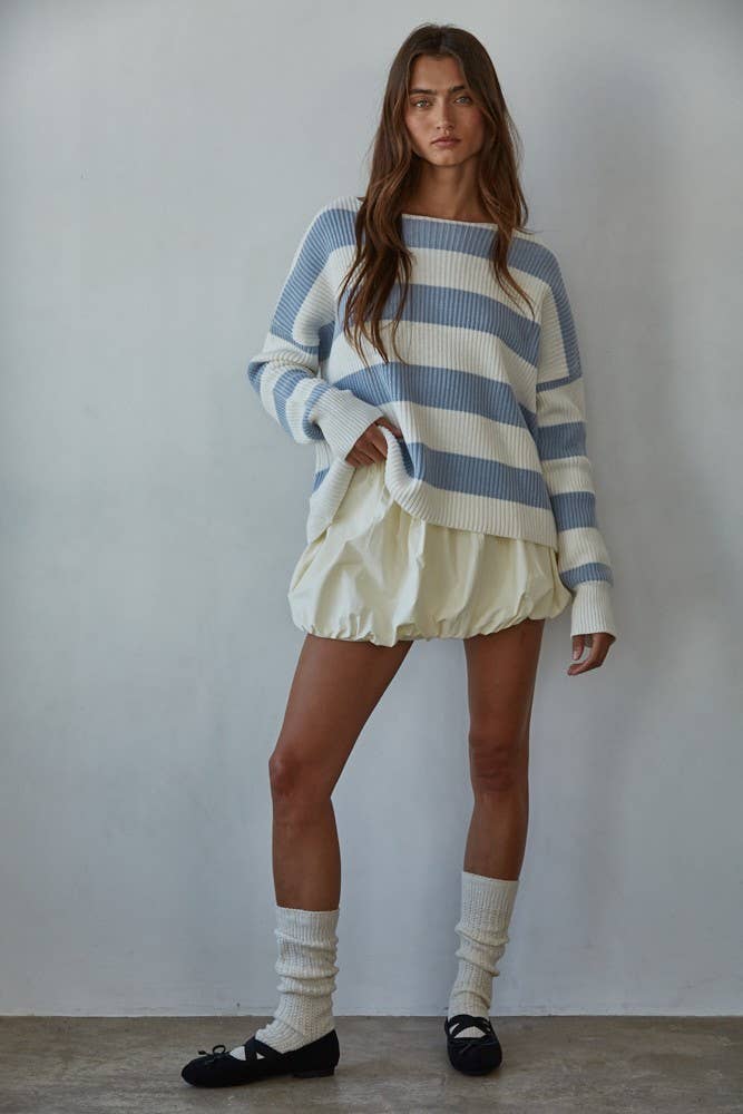 Grover Striped Sweater Light Blue/White