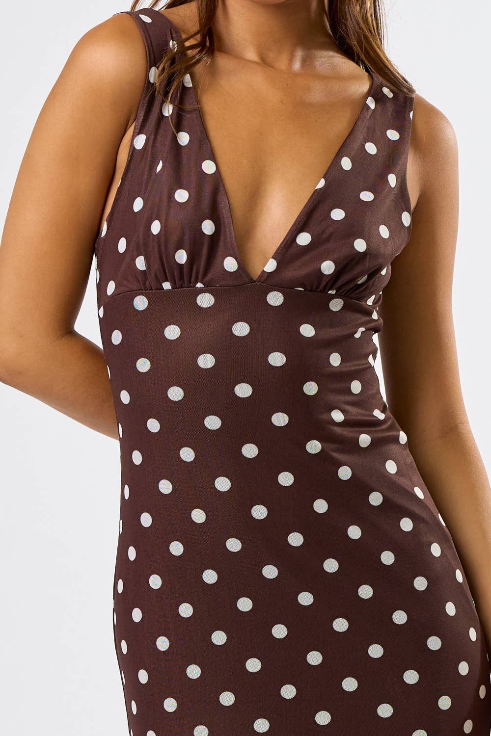 Chic Mesh Polka Dot Maxi Dress