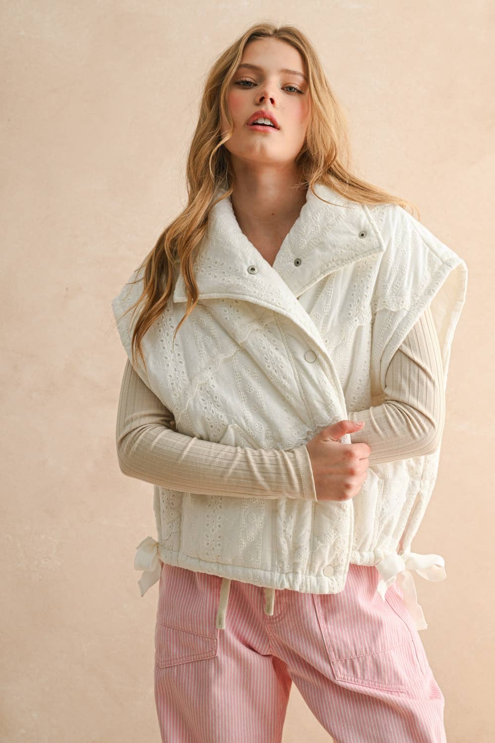 Crochet Lace Puffer Vest