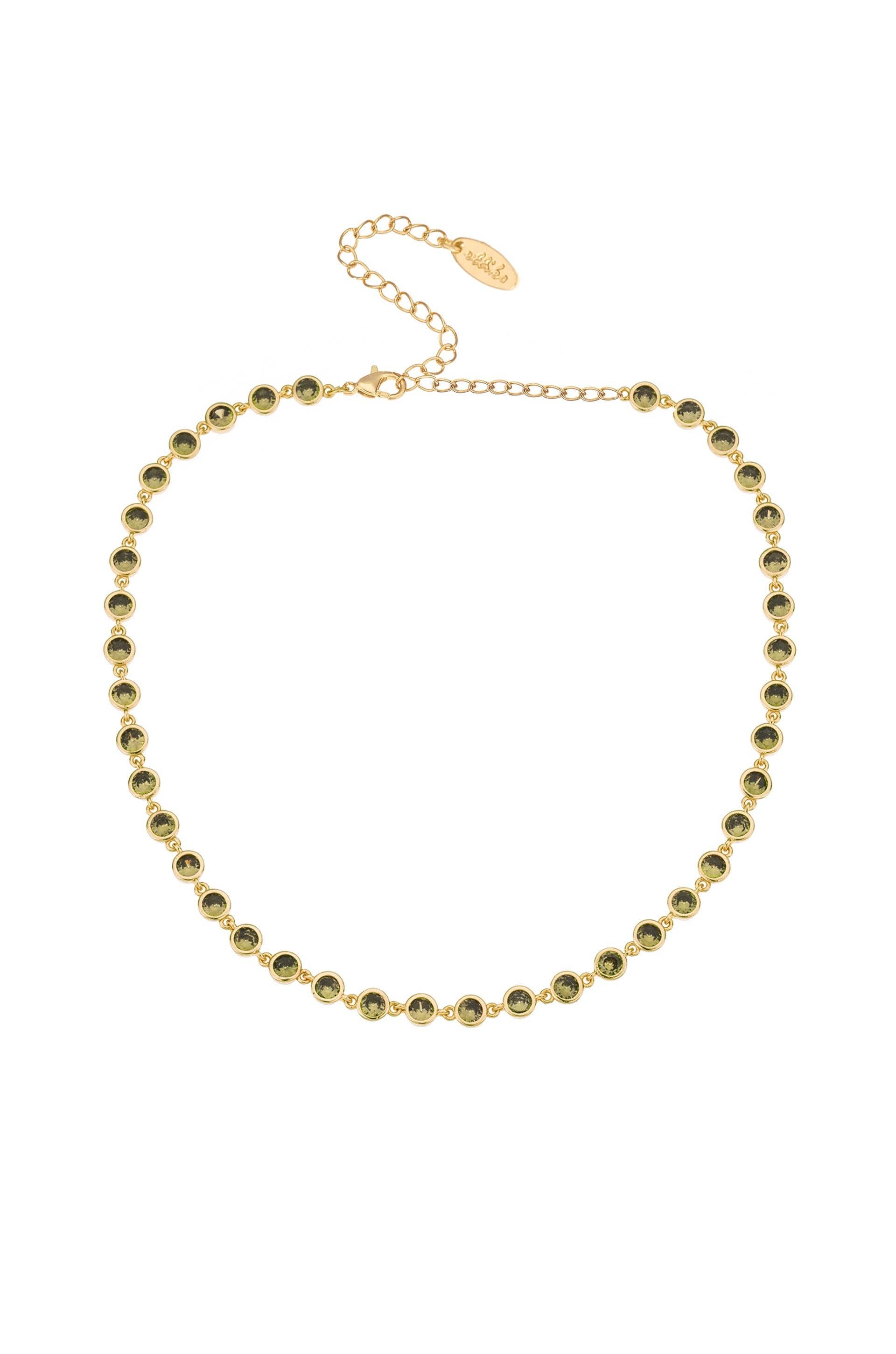 Crystal Disc and 18k Gold Plated Link Necklace: Clear Crystals / One Size