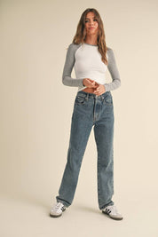 Y2K Raglan Long Sleeve Tee: Chocolate