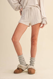 Soft Brushed Hacci Shorts: Beige