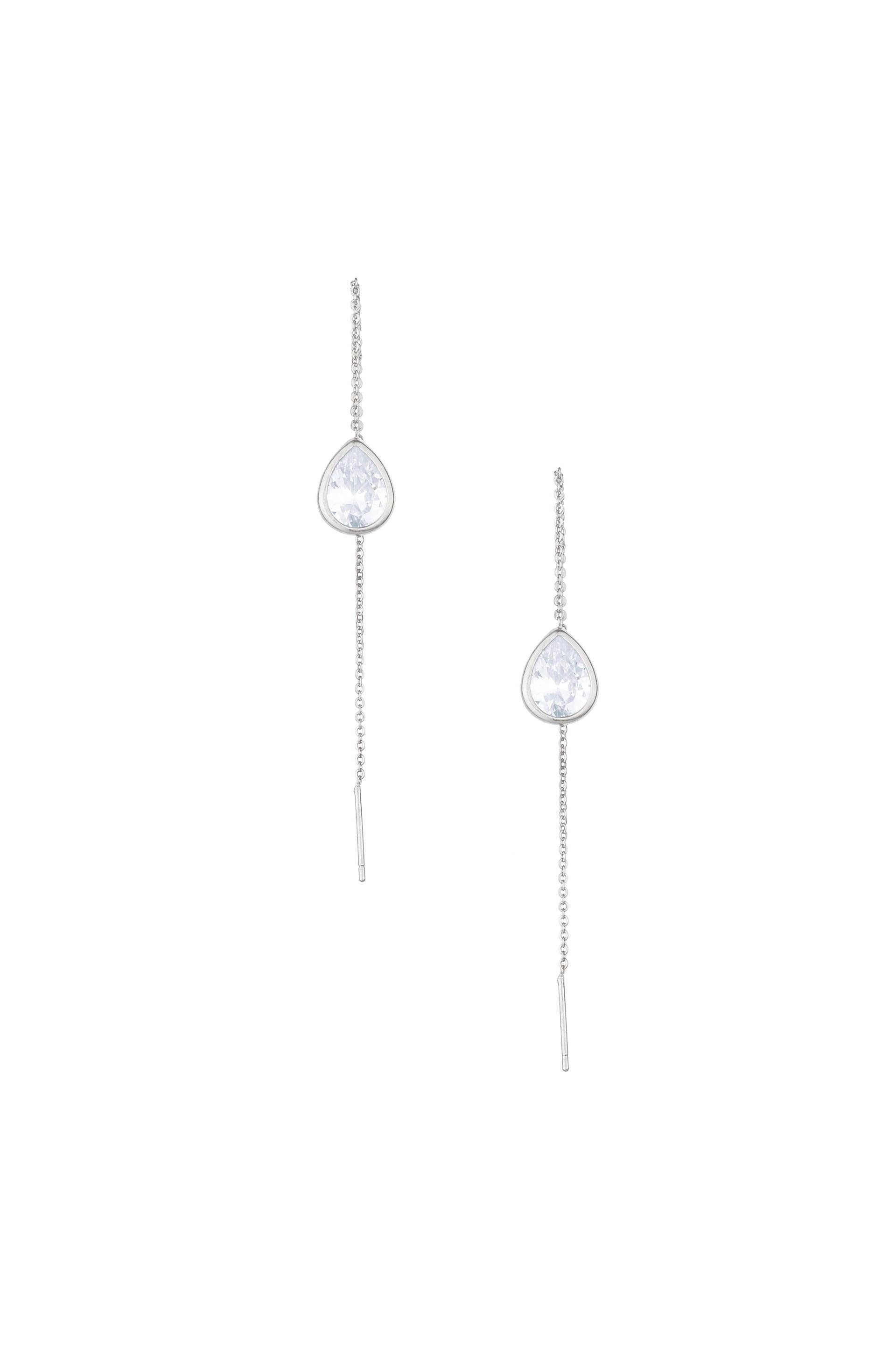 Barely There Chain and Crystal Dangle Earrings: Light Topaz Crystals with 18k Gold Plating
