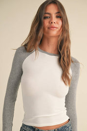 Y2K Raglan Long Sleeve Tee: Chocolate