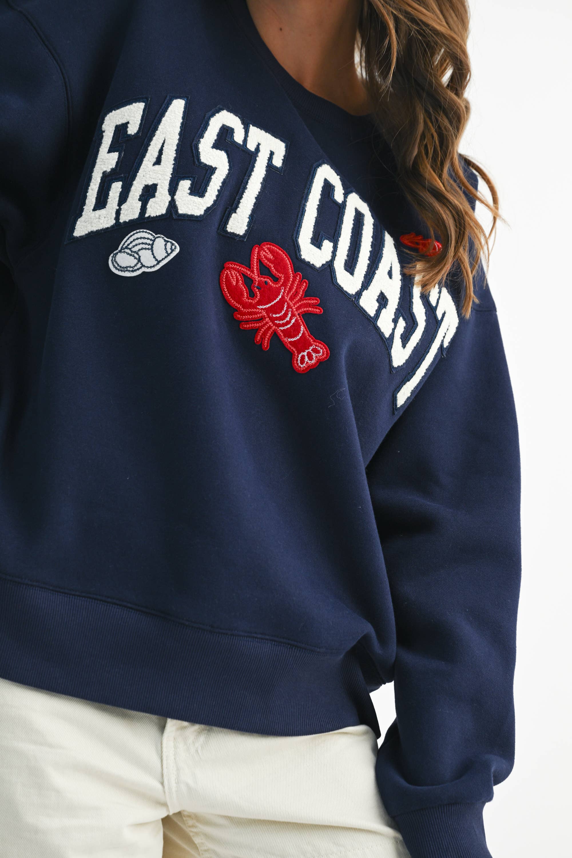 East Coast Graphic Fleece Pullover: Navy