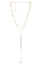 Bali Dreams Crystal Lariat Necklace: Clear Crystals with 18k Gold Plating