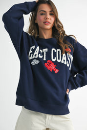 East Coast Graphic Fleece Pullover: Navy