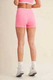 Contrast Binding Biker Shorts: Hot Pink Combo