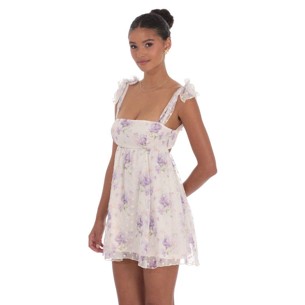 Floral Babydoll Dress in Cream