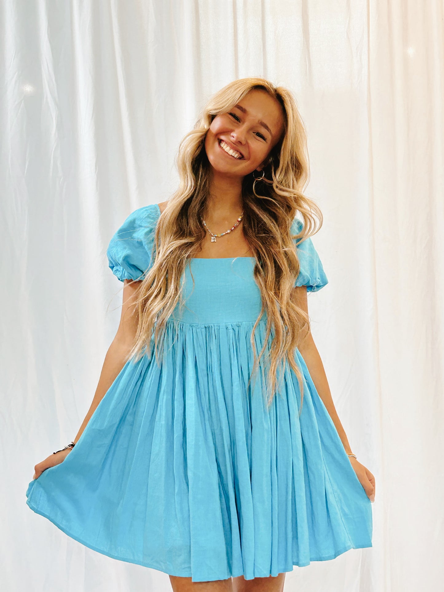 Rather Be Babydoll Dress Electric Blue