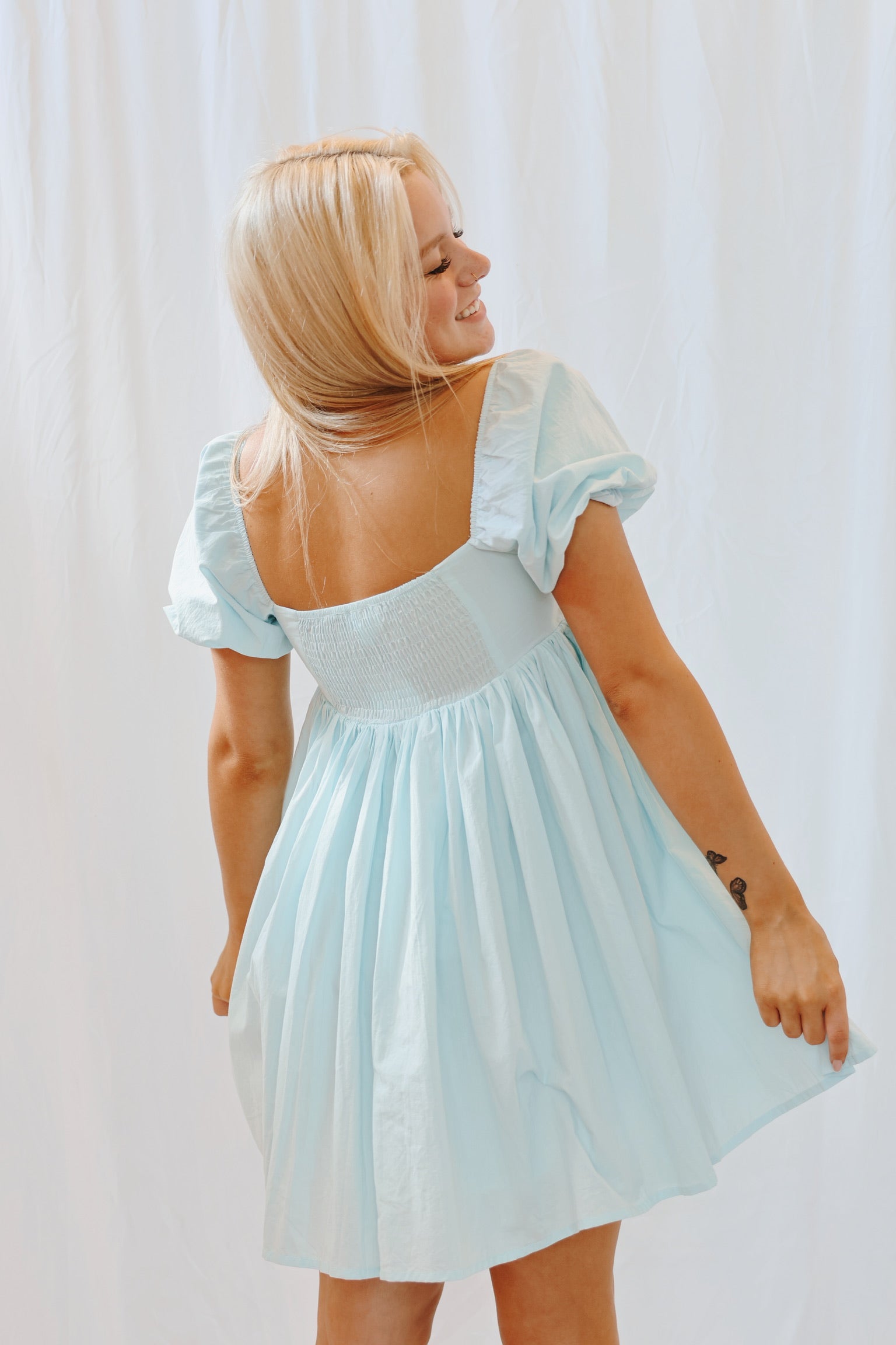 Rather Be Babydoll Dress Sky