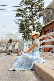 Sundrenched Short-Sleeve Maxi Dress / SKY COMBO FP