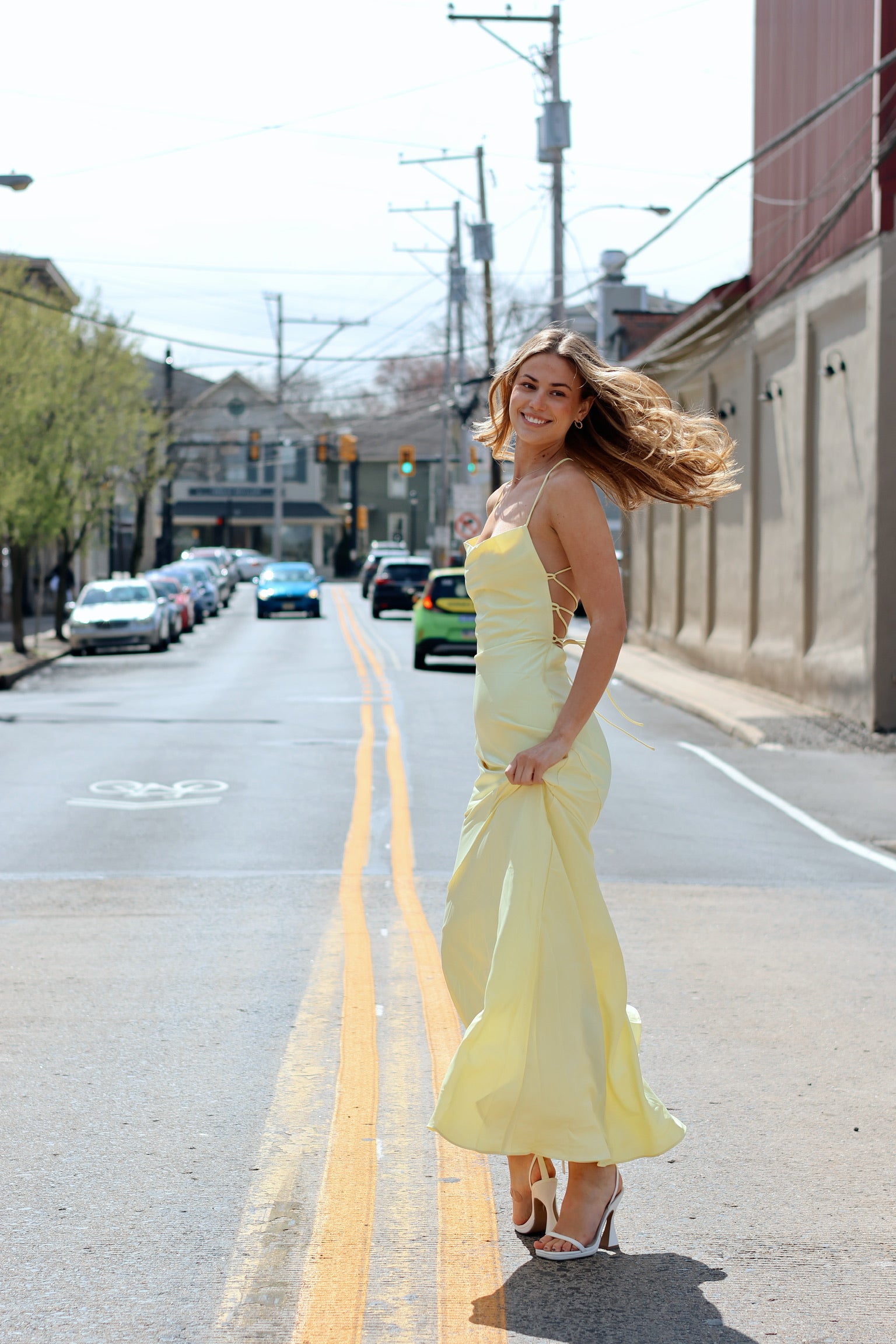 Entice Drape Gown Lemon