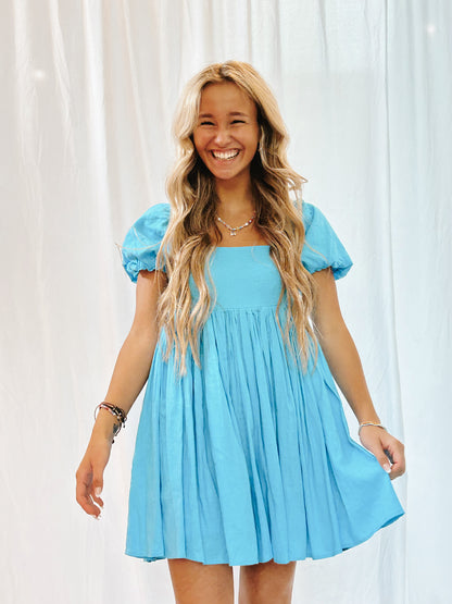 Rather Be Babydoll Dress Electric Blue